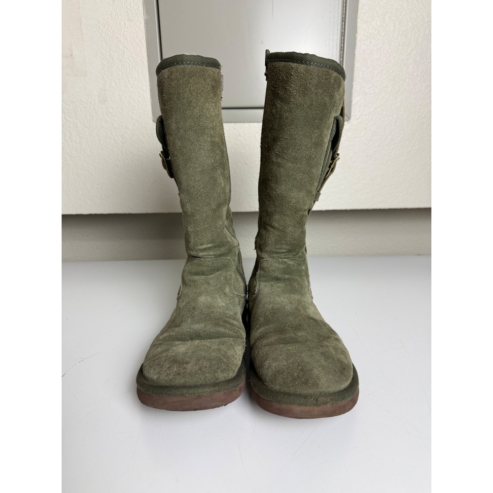Flaw UGG Australia Olive Green Suede Tall Cargo Pocket Buckle Boots Women 6